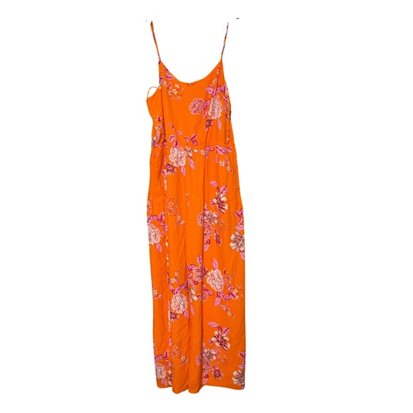 Vince Camuto Orange Floral Print Maxi RomperSpaghetti Strap Size L - Picture 2 of 6